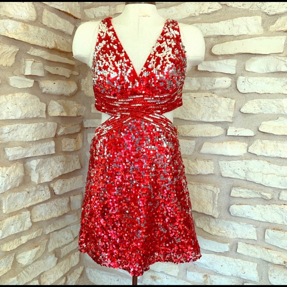 BIG SALE(3for $50)- Unique, beautiful Metallic sequence Prom dress